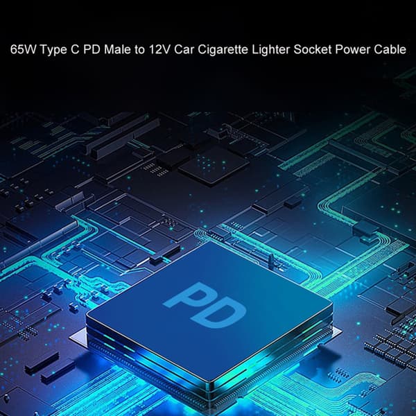 Bilkonverteradaptercontroller USB C han til 12V cigarettænderstik 3m