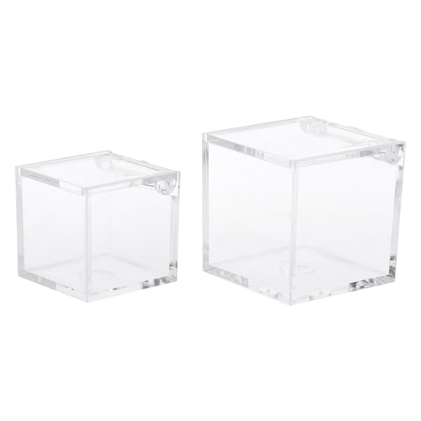 Transparent Kub Bröllopsgåva Godisask Plast Transparent Klar Presentaskar Transparent
