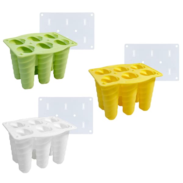 6 hullers is silikoneforme DIY isbakke isterningforme ispindeforme fødevaregodkendt materialeform håndlavede gadgets Yellow