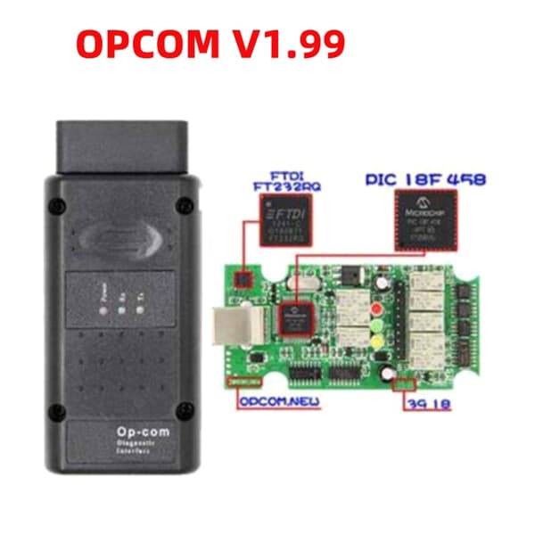 OBD2 OP-COM Bildiagnosescanner PIC18f458 Chip Scan Tool OPCOM til V1.70 V1.78 V1.99 Flash Firmware OBD2 Opcom null - V1.99