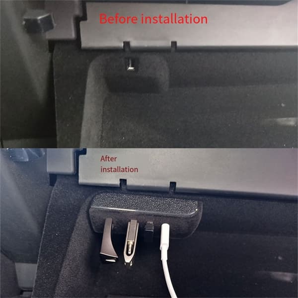 Hanskerom USB-hubbport for bil 3/Y Dockingstasjon 4-i-1 dataoverføringsadapter