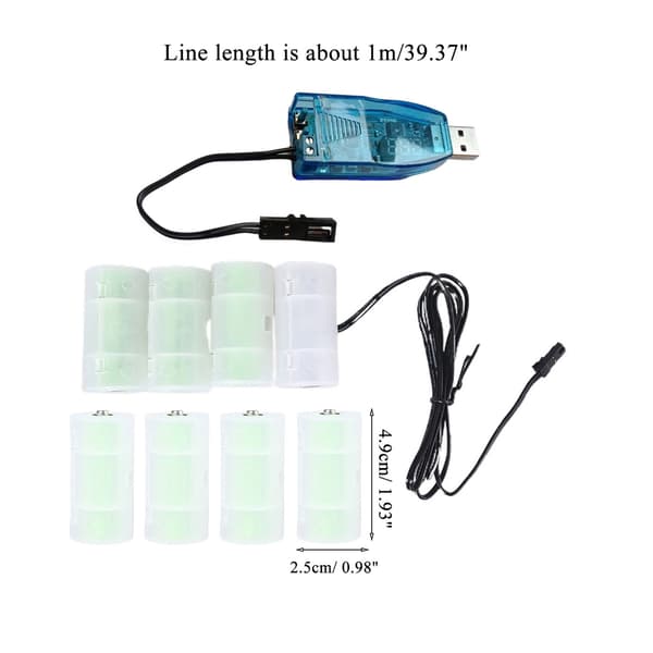 1m USB til C LR14 Batterieliminator 1V-24V til LED-lys Radio Ur Legetøjsventilator