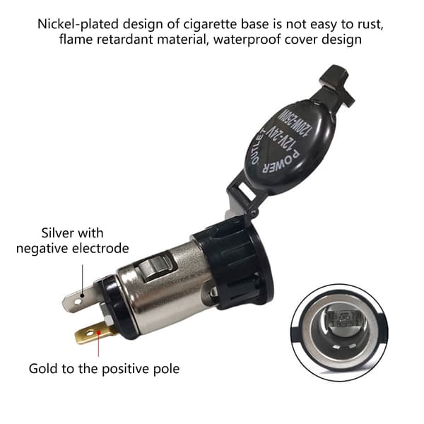 Udskiftning 12V-24V Lighter Strømudtag Stik Cigarettænder Stikudtag null - A
