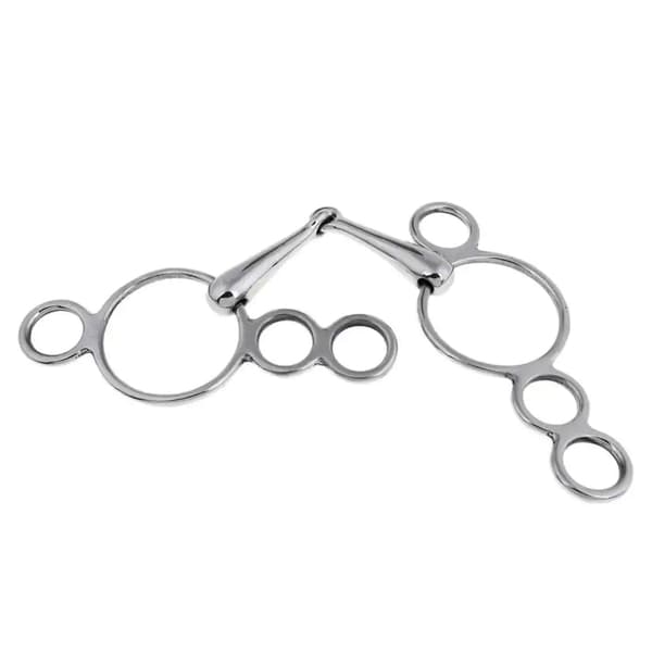 Rustfritt stål 3 ringer metall gag bit hestebit leddet munn erstatning hestemunnstykke solid leddet munn