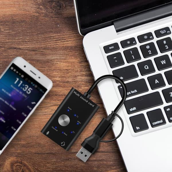 USB extern stereoljudadapter för 3,5 mm spelheadset hörlurar PC för Win