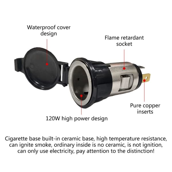 Erstatning 12V-24V Lighter Strømuttak Sigarettenneruttak null - A