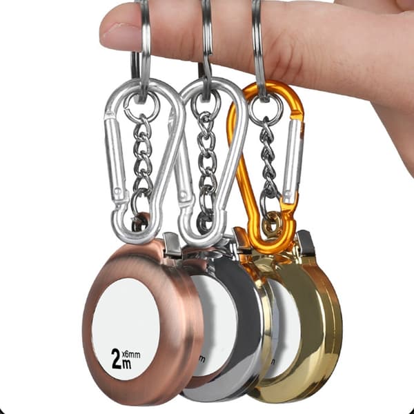 Bärbart Nyckelrings Måttband Litet Måttband Infällbart Måttband Silver