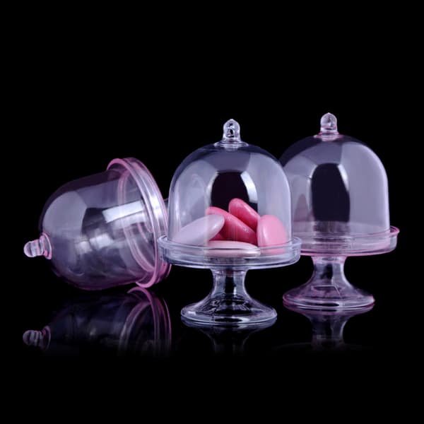 Mini Tårtställ Cupcake Box Bröllopsfavör Party Plast Godisask Transparent Ba Blue