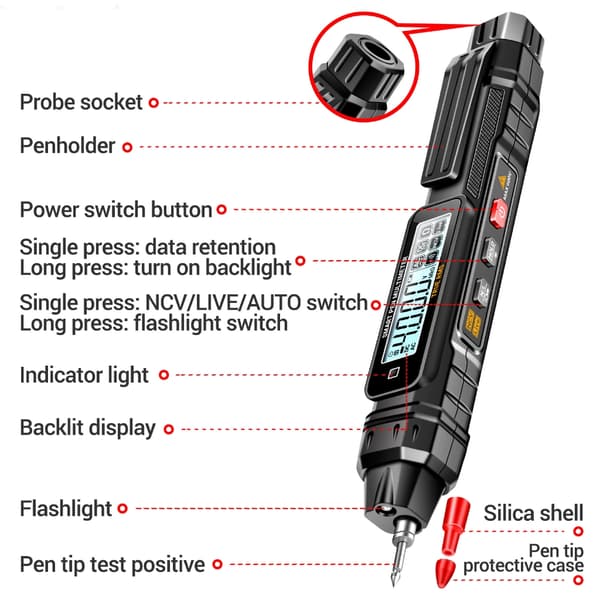 Penn-typ digital multimeter elektrisk testare med NCV-voltmeter ohmmeter A3005