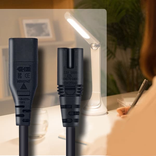 2-bens stikledning IEC320-C7 til IEC320-C8 konverteradapterkabel strømkabel