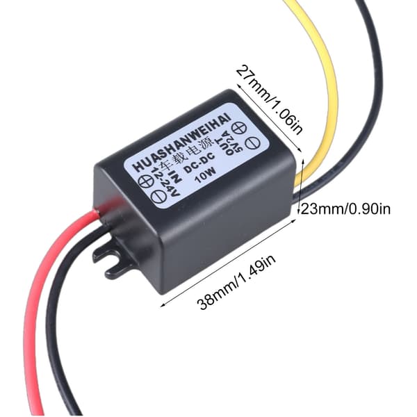 DC12V-24V til 5V utgangsmodul Reduser spenningsregulator Bilstrømomformere 2A