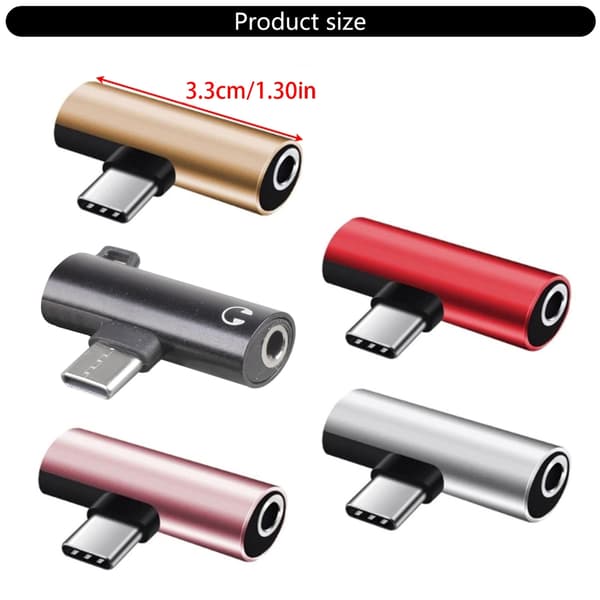 USB C til lydadapter for smarttelefon USB C til 3,5 mm hodetelefon- og ladeadapter Silver