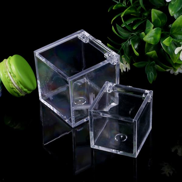 Transparent Kub Bröllopsgåva Godisask Plast Transparent Klar Presentaskar Transparent
