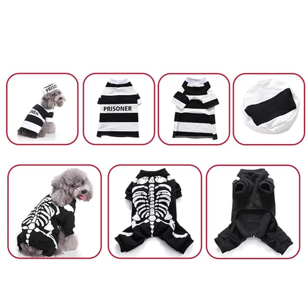 Dejlige hunde jumpsuit julehunde pullover med hattesæt til Halloween Cosplay null - SDZ15 Ghost set M