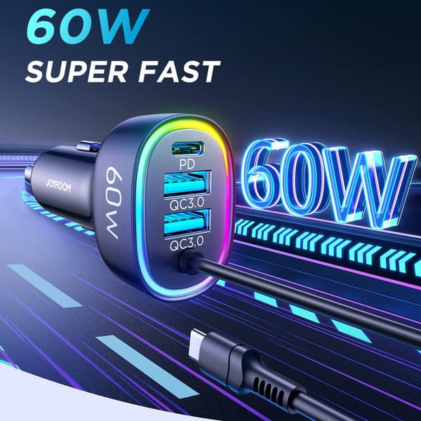 60W Biloplader PD USB Type C USB Telefonoplader Hurtig Opladning med Type-C Kabel null - TypeC Cable