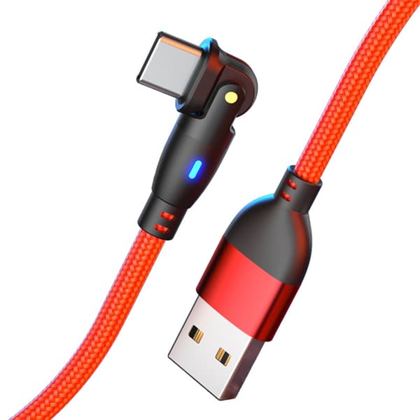 180 graders roterbar 480 Mbps nylon USB til Type C hurtigstrømkabel for lading og dataoverføring