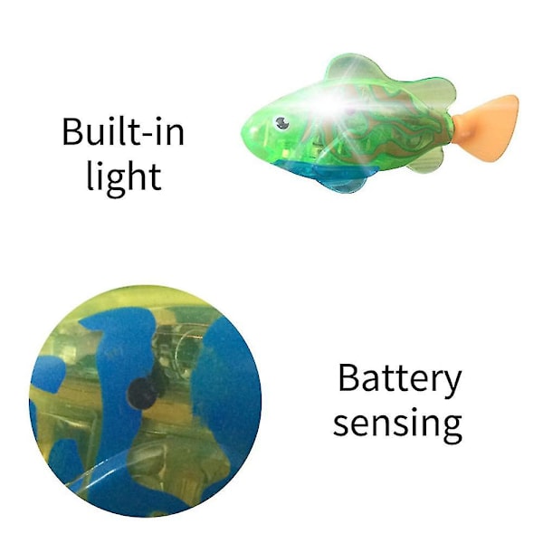 5 st Elektronisk Fisk Baby Sommar Badleksak Husdjur Kattleksaker Simmande Robotfisk Med LED-ljus Vatten Simbassäng Badkar Leksaker