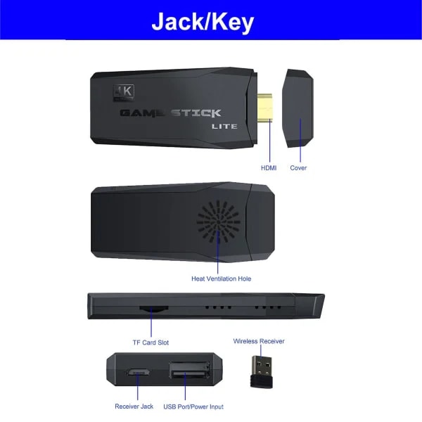 Uusi 2024 20000+ 4k HDMI TV Pelikonsoli Tikku Retro Pelikonsoli 2 Langattomalla Ohjaimella 4k Pelitikku 100% Uusi{hh]