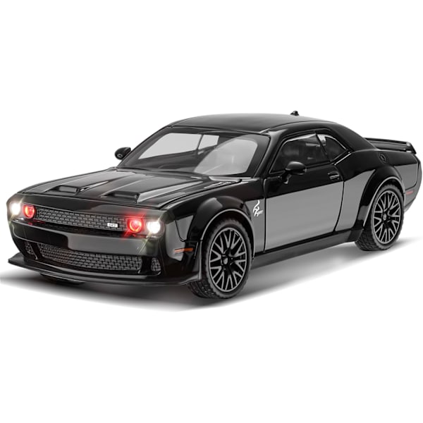 Hellcat Legetøjsmodelbil til børn 1:32 Skala Dodge Challenger Støbt Metal Legetøjsbiler til Træk Tilbage Modelbil Hellcat med Lyd og Lys Hellcat Bil