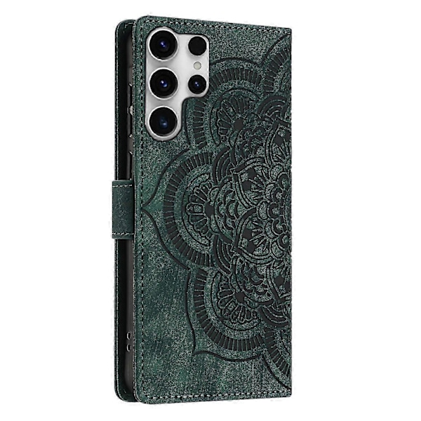 Frostat Läderfodral för Mandala Emed Retro Telefon Gree{ee} Green For Samsung Galaxy S23 Ultra 5G