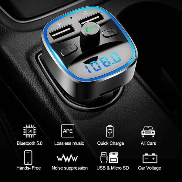 T25 Auto FM-sender Bluetooth MP3-afspiller Biloplader Smart Navigation 12-24V Til bilstereo musikstreaming