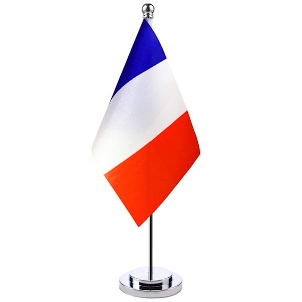 Bordsflagga Frankrike Drapeau 21*14cm, flaggstångshöjd 3cm, basdiameter 7cm