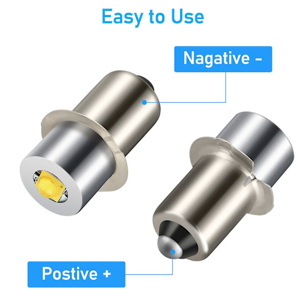 2 stk. P13.5S DC6V-24V LED Opgraderingspærer Hvide Maglite Celle Lommelygter 6500K 3W 【EE】
