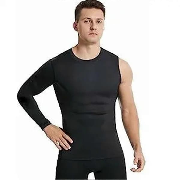 Men's Compression Undershirt, One Sleeve, Athletic, Sport, Tight Left-black 55-65kg
