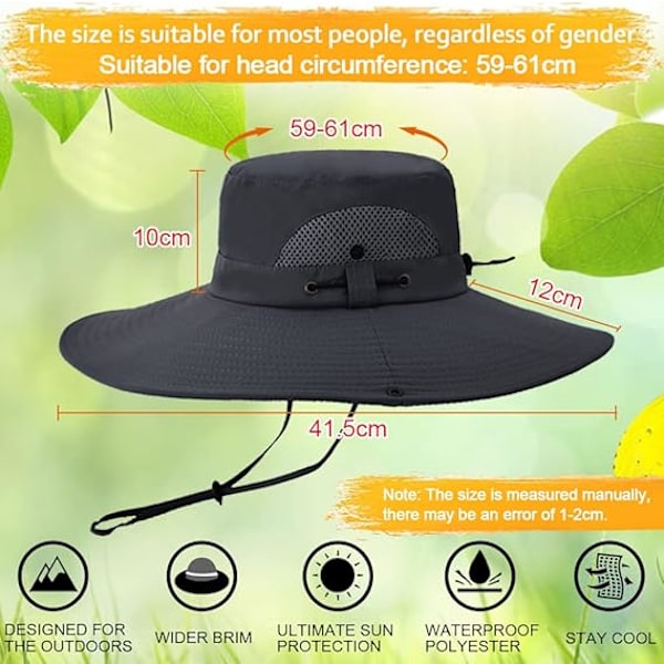 Solhatt Anti-UV UPF 50+ Utomhus Fiskehatt Bredbrättad Fiske Ca{ee} A