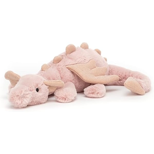 Jellycat Rose Dragon kosedyr, liten 30 cm - mytisk plysjleke - klassisk barnegave