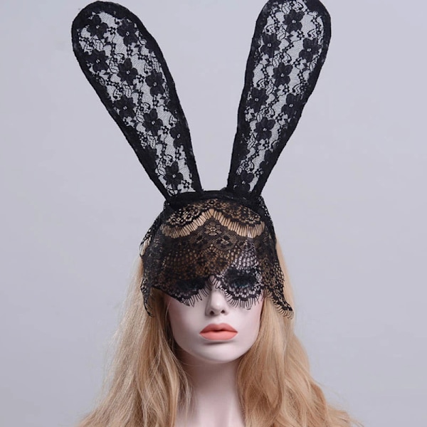 Sexig Svart Spets Maskeradmask Dam Halloween Kostymfest