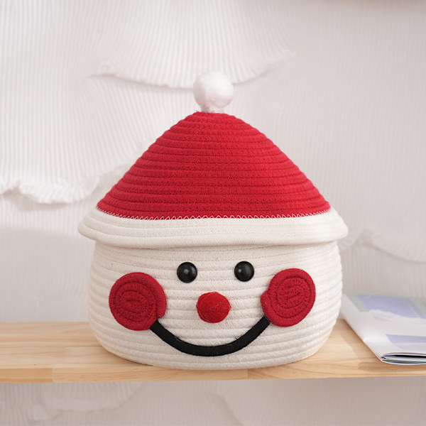 Snowman eggs Christmas storage box Stationary woven storage basket Red white