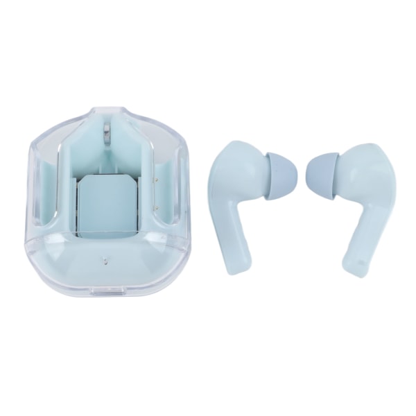 Bluetooth hörlurar Brusreducerande LED Digital Display Trådlösa hörlurar med genomskinligt case Blå