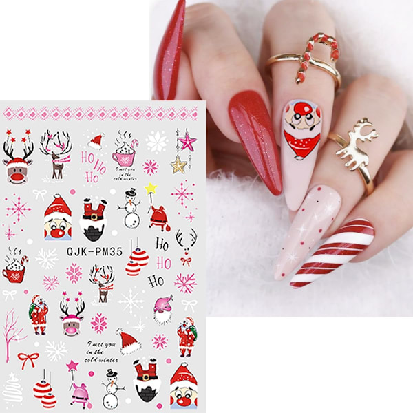 Jul Nagelstickers 10 Ark Nagelkonst Stickers Dekaler Självhäftande Nagelkonst Stickers Nageldekoration Nageltillbehör