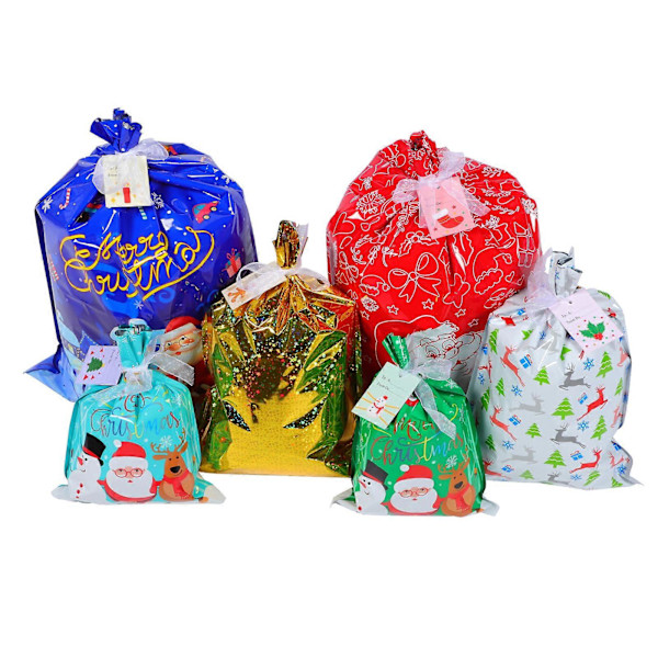 Presentpåsar med dragsko, julgodispåsar, julklappspåsar, julpåsar, tomtesäck