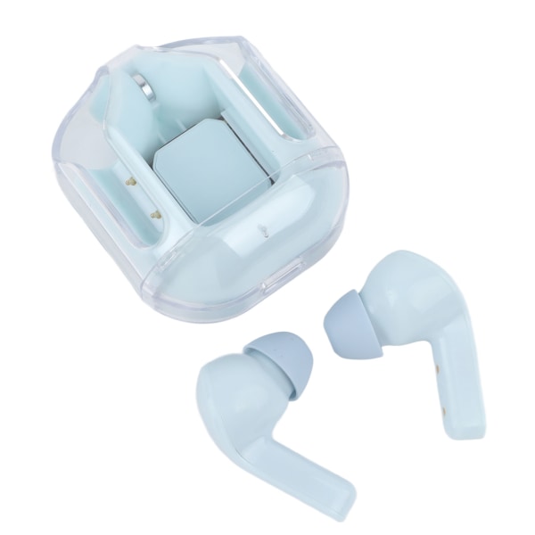 Bluetooth hörlurar Brusreducerande LED Digital Display Trådlösa hörlurar med genomskinligt case Blå