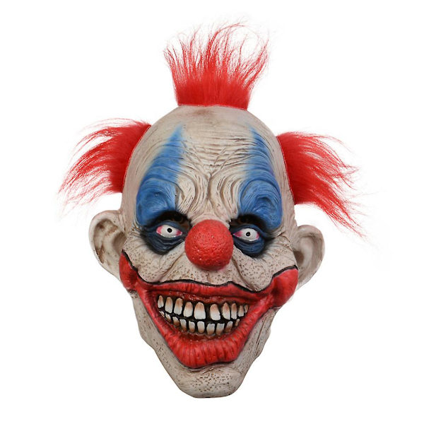 Läskig clown cosplay latexmask med rött kort hår hel peruk Huvudbonad Halloween Karneval Party rekvisita