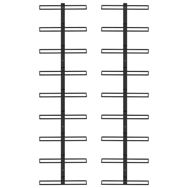 vidaXL Væghængt vinstativ til 18 flasker 2 stk sort jern Black Black