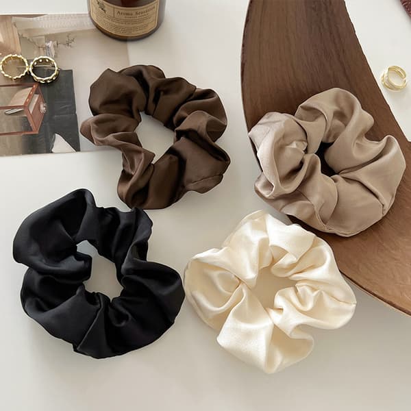 4 store hårscrunchies, hårstrikker, hårbånd, hårbånd