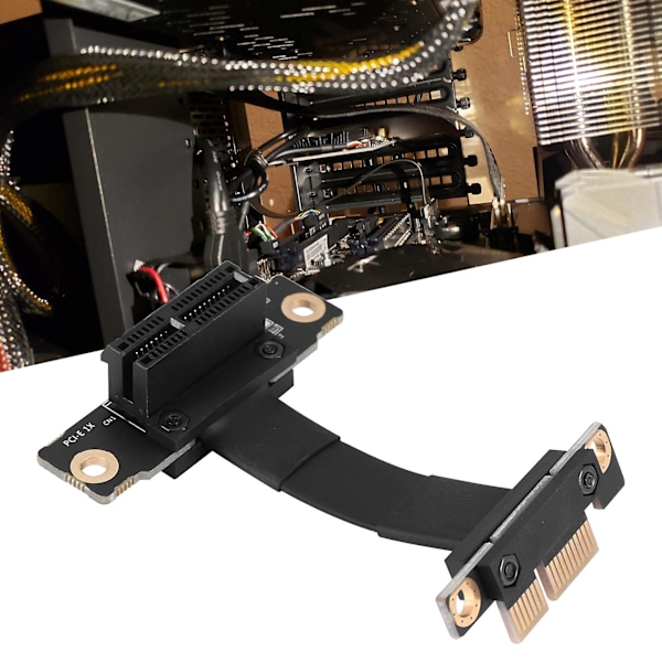 PCIe X1 Nouseutinkaapeli Kaksois 90 Asteen Oikea Kulma PCIe 3.0 X1 - X1 Jatkokaapeli 8Gbps PCI 1x Nouseutinkaapeli