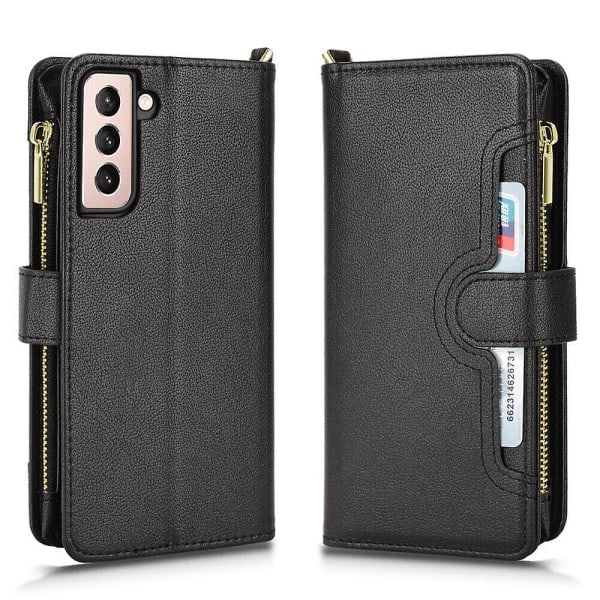 CQBB Yhteensopiva Samsung Galaxy S21 5G -kotelon kanssa Magneettinen lompakko Premium-nahkainen korttipidike Suojakotelo kuorella