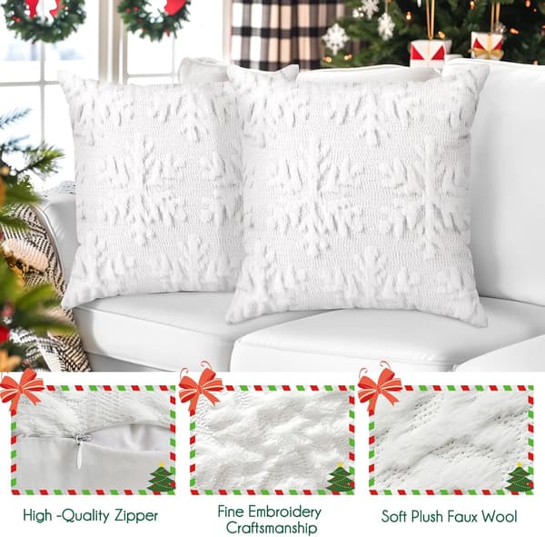 Juleputetrekk Snøfnugg Juledekor for Sofa Soverom Hvit 45x45 cm 2-pakning