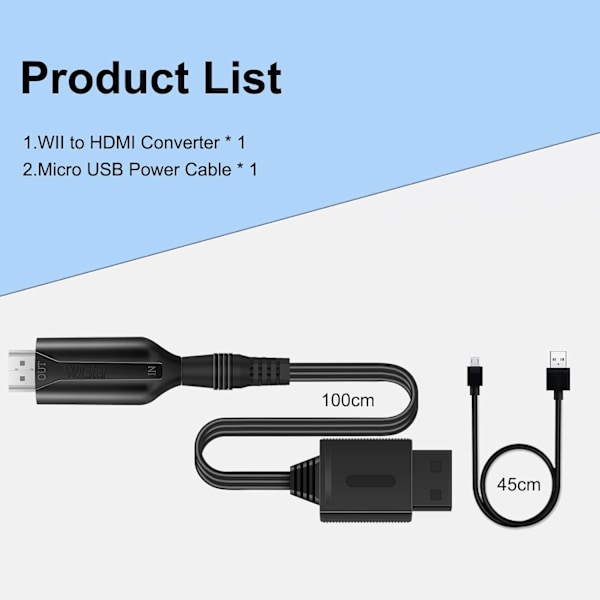 Wii til HDMI-konverter Wii HDMI-adapterkabel 1m/3.2ft 1080P Passer