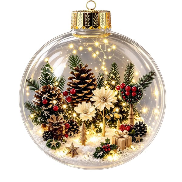 Lysande julkula i kristall 3D-snöglob transparent sfär julgransprydnad GJ924-05 Light-up model