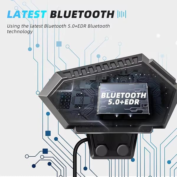 Motorcykelhjelm Bluetooth Headset Med Mikrofon Trådløs Intercom Til Håndfri Opkald Sort Kommunikationsenhed