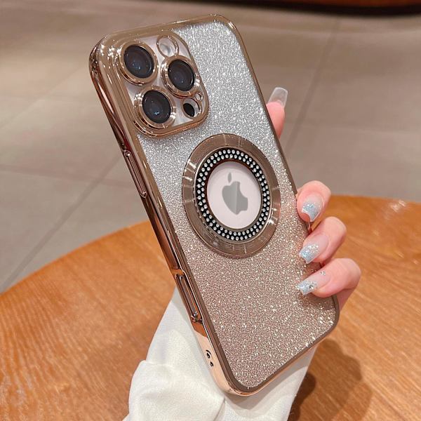 Misscase iPhone 16pro Magneettinen Glitter-kuori, yhteensopiva MagSafe-laitteiden kanssa, täysi suoja, ohut, iskunkestävä, naarmuuntumaton kuori kameralla[ee] gold