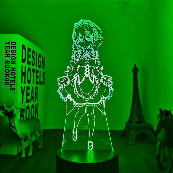 HKK Shen 3D Lampe Anime Re Zero Starting Life In Another World Natlampe til Børns Soveværelsesindretning Fødselsdagsgave Re Zero Rem Led Natlampe