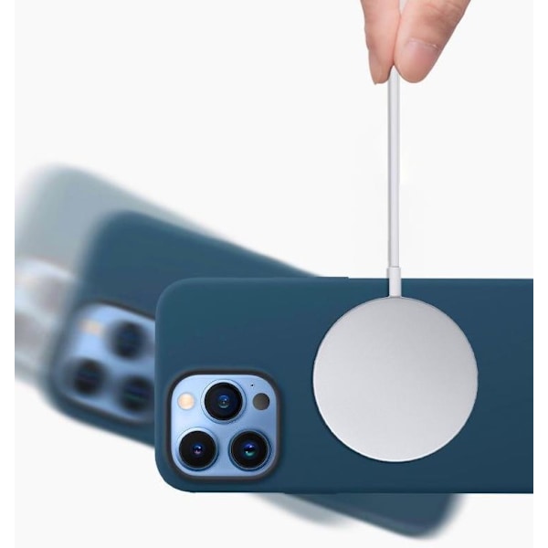 Apple Flytande Silikon Skal med MagSafe och Animation (Visar Vit Cirkel) för iPhone 14/Pro/Plus/Pro Max - Fläderbär iPhone14