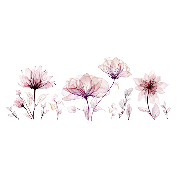 Store Blomster Vægdekorationer Pink Blomstrende Vægmærkater Soveværelse