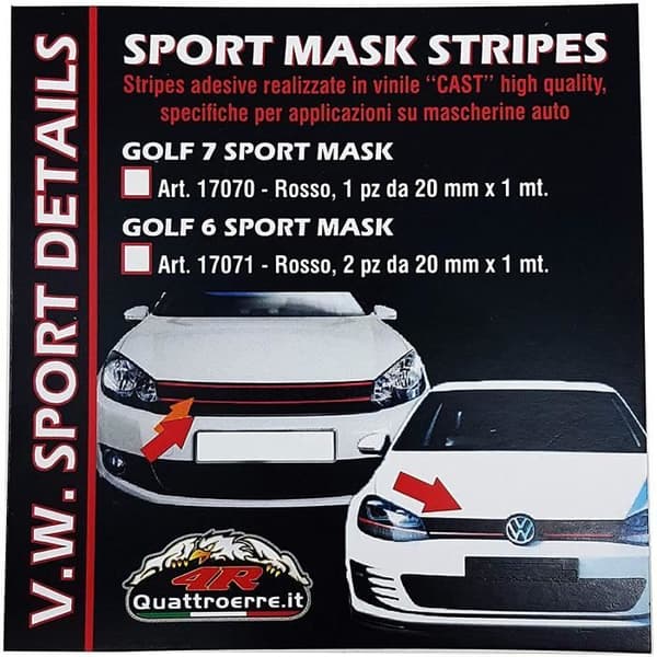 Selvklebende striper - Striper - Golf 7 - Rød - 20 mm x 1 mt - Høy kvalitet